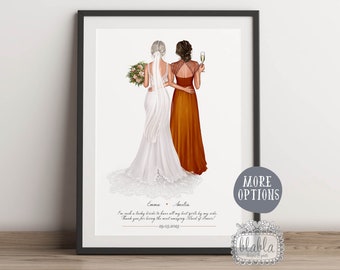 Regalo personalizado para dama de honor, regalo para dama de honor, regalo para novia, regalo para dama de honor, impresión de dama de honor, impresión de boda