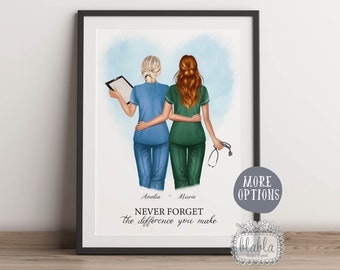 Nurse Friends Personalised Gifts, Nurse Gift, NHS Best Friend Poster, Personalised Nurse Print, Nurse Birthday Gift