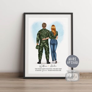 Custom Soldier Couple, Custom Army Couple, Soldier Husband, Anniversary Gift, Husband & Wife Print, Personalised Valentines Gift