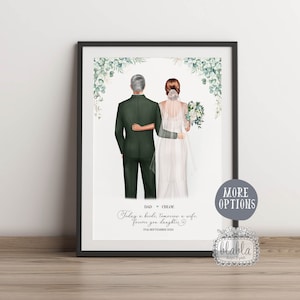 Father of the Bride Gift, Personalised gift for Father of the Bride, Wedding Gift, Custom Drawing, Gift for Dad, Bride and Parents Gift