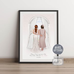 Bride and Mother Gift, Custom Bride and Mother Portrait Art, Mother of the Bride Custom, Custom Bridal Drawing, Wedding Gift, Gift for Bride
