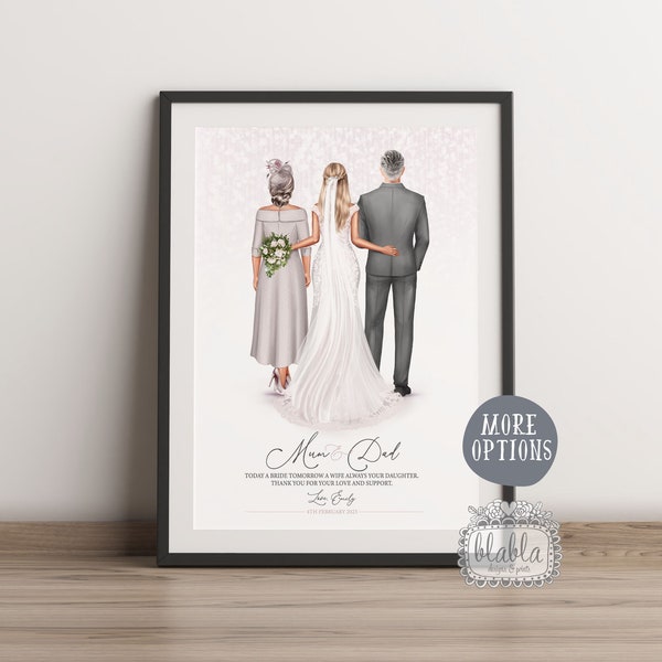 Regalo personalizado para padres de la novia, arte del retrato del novio y de los padres, costumbre de la madre del novio, regalo de la madre de la novia, regalo de boda