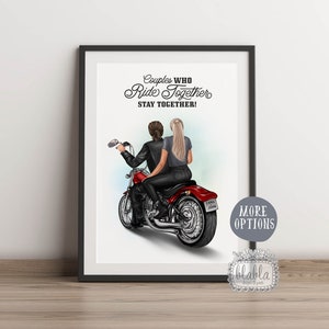 Cartel de pareja personalizado Bikers, regalo para el motorista clásico, regalo del día de San Valentín, regalo para el novio del motorista, regalo para la novia, bicicleta de crucero