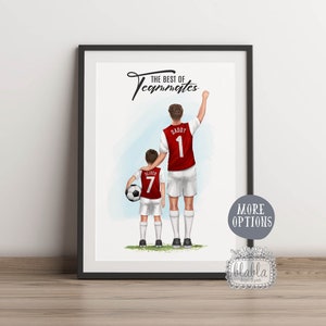 Football Gift for Dad, Personalised Football Father&#39;s Day Poster, Father&#39;s Day Gift, Personalised Gifts for Dad, Daddy and Me Gift