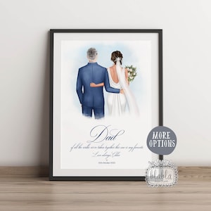 Vader van de bruid geschenk van dochter, aangepaste bruid en vader kunst, vader van de bruid aangepaste, gepersonaliseerde bruids tekening, huwelijksgeschenk