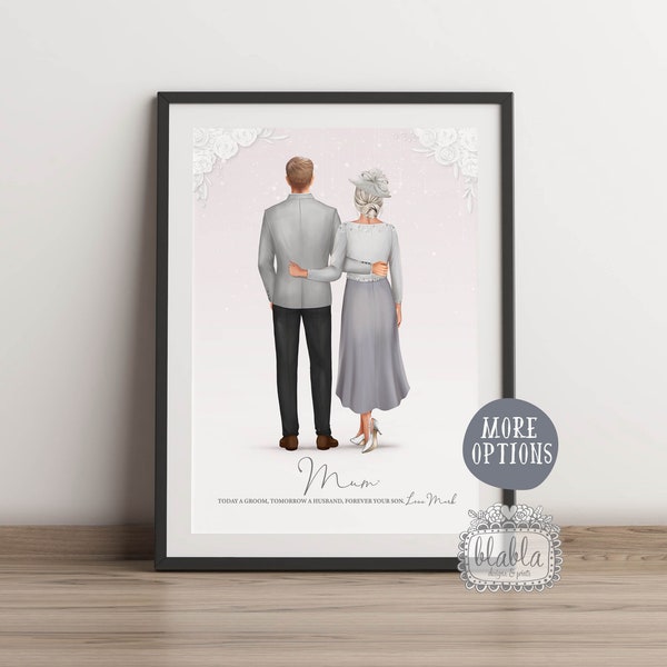 Personalised Mother of the Groom Gift, Custom Groom and Mother Portrait Art, Mother of the Groom Custom, Custom Wedding, Wedding Gift