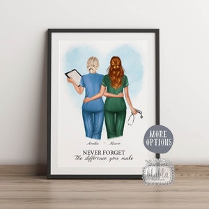 Nurse Friends Personalised Gifts, Nurse Gift, NHS Best Friend Poster, Personalised Nurse Print, Nurse Birthday Gift