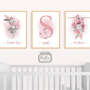 BALLERINA Poster, Ballerina Kinderzimmer Wandkunst, Kindergarten Poster, Baby-Geschenk, Baby-Zimmer, Baby-Mädchen, Kinderzimmer Dekor, Traum groß, rosa Blumen Baby