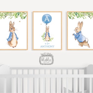 Peter Hase Kinderzimmer Poster Set, Kinderzimmer Poster, Peter Hase Kinderzimmer Poster, BABY Name Print, Kinderzimmer Dekor, Peter der Hase, Initialen