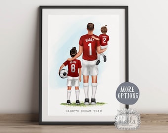 Football Personalised Gift for Dad, Personalised Football Father's Day Poster, Father's Day Gift, Personalised Gifts for Dad, Dad and Kids
