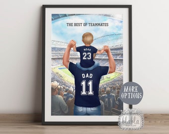 Custom American Football Print, Personalised Football Team Gift, Gift for Dad, Father Daughter Gift, Father Son Gift, Gift for Grandad