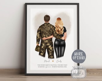 Custom Army Couple Print, Personalised Valentines Gift, Custom Army Couple, Soldier Husband, Anniversary Gift, Husband & Wife Print,