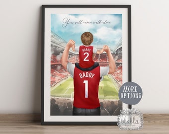 Custom Football Print, Personalised Football Team Gift, Gift for Dad, Father Daughter Gift, Father Son Gift, Gift for Grandad