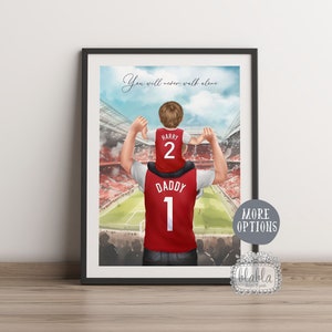 Custom Football Print, Personalised Football Team Gift, Gift for Dad, Father Daughter Gift, Father Son Gift, Gift for Grandad
