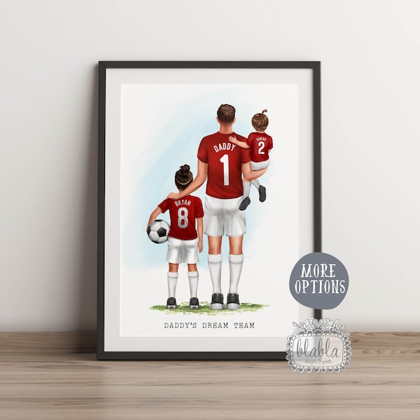 Cadeau football personnalisé pour papa, affiche personnalisée football fête des pères, cadeau fête des pères, cadeaux personnalisés pour papa, papa et enfants