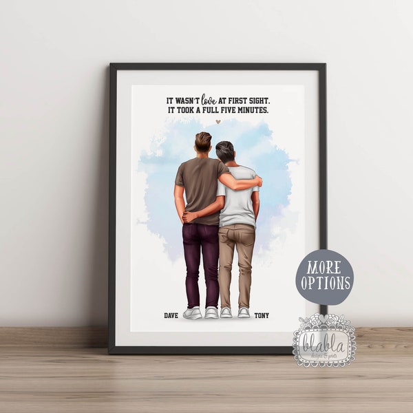 Personalised Gay Couple Print, Gay Couple Print, Mr & Mr Print, Couple Wall Art, Birthday Gift, Gift for Boyfriend, Christmas gift for Him