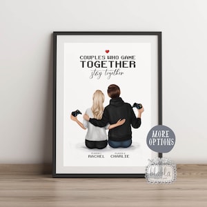 Regalo de pareja de jugadores, Impresión de jugadores, Impresión personalizada de pareja, Impresión de San Valentín, Regalo personalizado de novio, Impresión de pareja de jugadores, Regalo de aniversario
