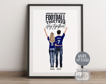 Personalisiertes Paar Poster, Personalisiertes Fußballpaar Poster, Fußball Zitate, personalisierte Geschenke für Paare, PaarPortrait