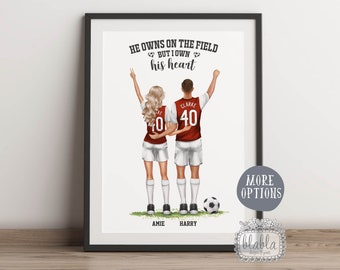 Personalisierter Paar Druck, personalisiertes Fußball Paar Poster, Fußball Zitate, personalisierte Geschenke für Paare, Paar Porträt