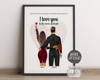 Personalized Couple Poster, Valentines Anniversary Gift