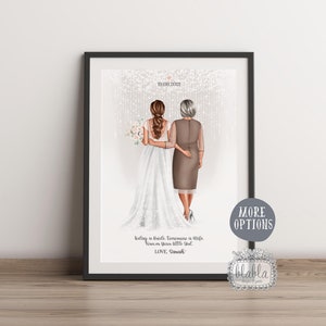 Personalised Mother of the Bride Gift, Custom Bride and Mother Portrait Art, Mother of the Bride Custom, Custom Bridal Drawing, Wedding Gift