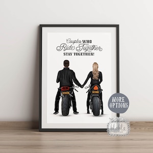 Regalo del Día de San Valentín, Impresión de motociclistas, Regalo para motociclista, Regalo para novio motociclista, Regalo para novia, marido y esposa Impresión