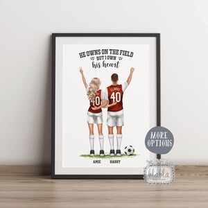 Personalisiertes Paar-Druck, personalisiertes Fußball-Paar-Poster, Fußball-Zitate, personalisierte Geschenke für Paare, Paar-Portrait