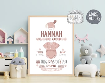 Personalised Baby Birth Gift Nursery Poster Girl Boy Gift BABY Name Print Nursery Decor Christening Personalised Wall Art Newborn Baby Birth