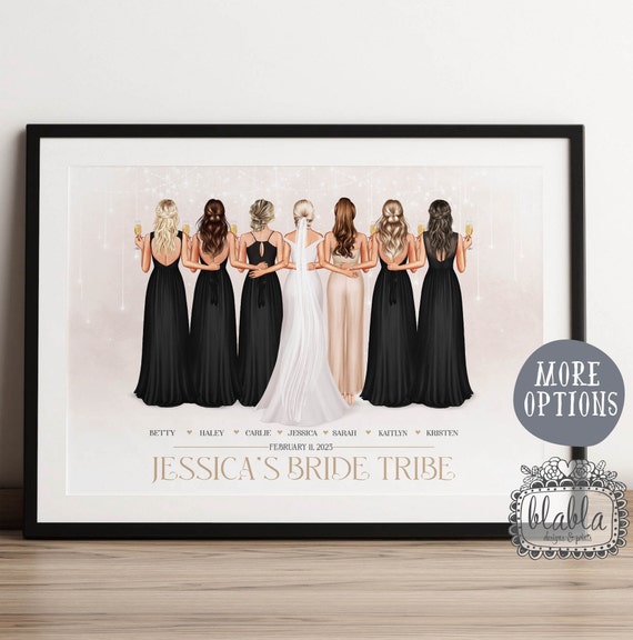 Bridal Party Personalised Gift, Gift for Bride, Gift for Bride, Bridesmaid  Gift, Bridesmaid Proposal, Wedding Print, Wedding Gift
