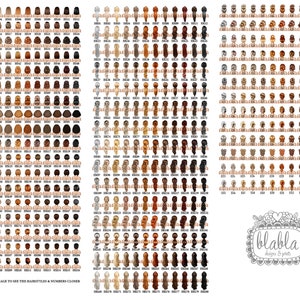May include: A chart of 176 different hairstyles for women, with each hairstyle numbered. The hairstyles are arranged in rows and columns, and each hairstyle is shown from the back. The chart is on a white background.