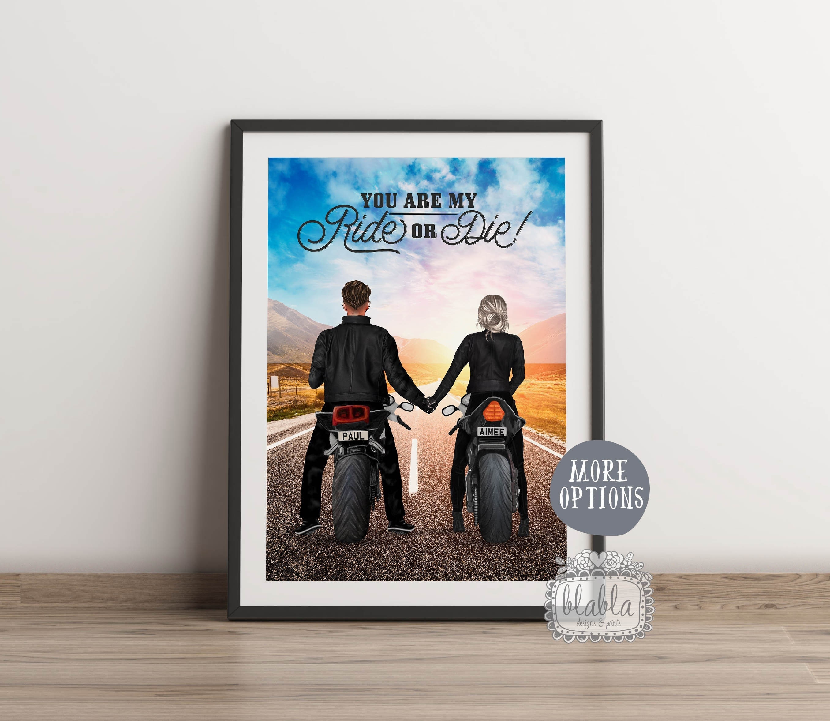 Biker Paar Print | Geschenk für Biker | Valentinstag Print Geschenk