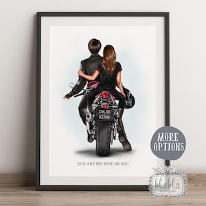 Personalisiertes Paar Poster, Geschenk für Biker, Paar Geschenk, Valentinstag Geschenk, Geschenk für Biker Freund, Geschenk für Freundin, Fahrt oder Die