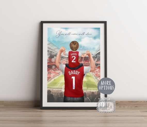 Custom Football Print, Personalised Football Team Gift, Gift for Dad, Father Daughter Gift, Father Son Gift, Gift for Grandad