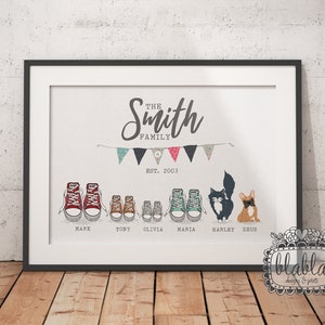 Custom Family Print, Trainers Family Poster, Family Tree, Family Poster, Personalised Trainers Poster, Custom Family DIGITAL FILE