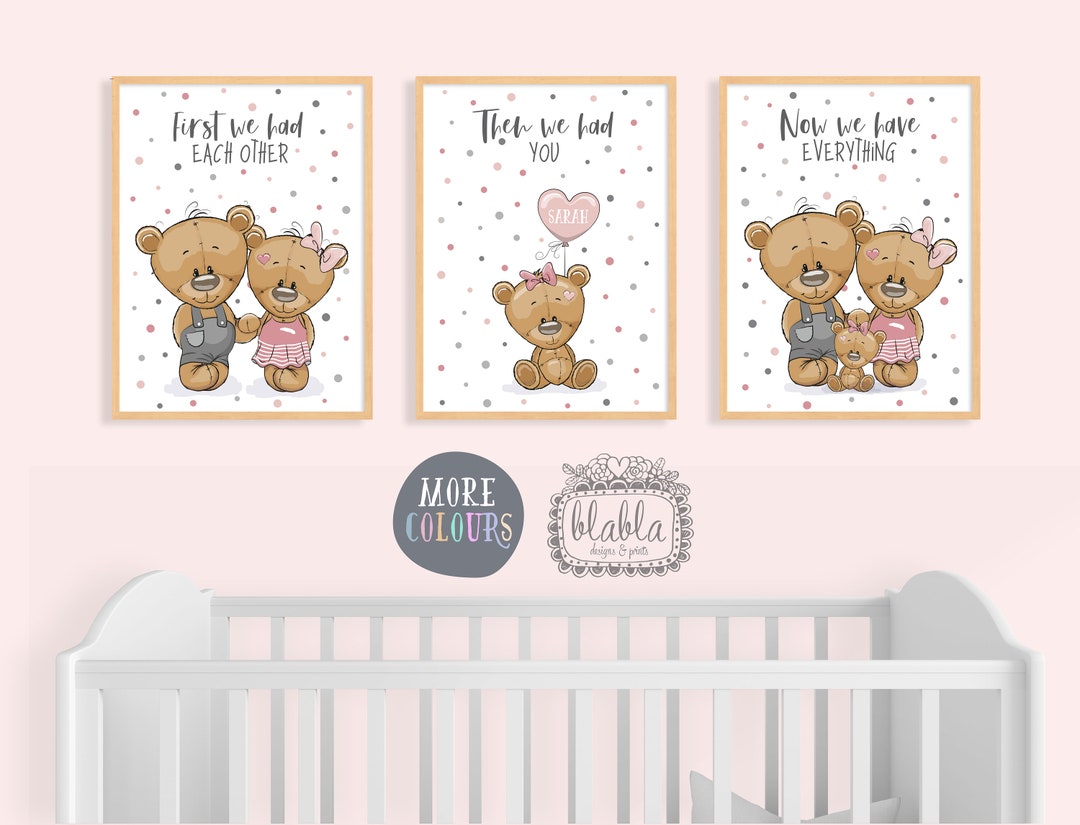 Teddy Bear Nursery Prints, Set of 3, Baby Room Decor - Etsy