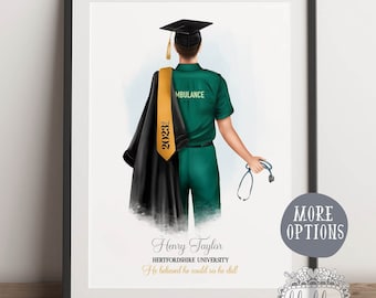 Regalo di laurea personalizzato per paramedico, stampa universitaria