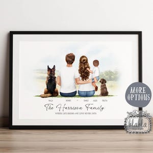 Personalised Gift for Family, Our Family Gift, Gift for Mom and Dad, Personalised Family Illustration, Custom Portrait Family Print