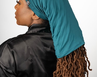 Loc Sock | Loc Cap Open Back | 15 Inches Length | HairCap | Sleeping Cap | Loc Sleep Cap | Braid Cap | Loc Cap | Dark Teal | M/L