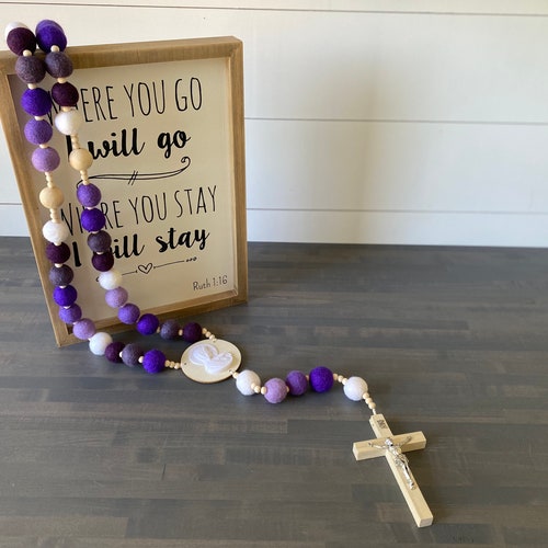 Saint Margaret Catholic Wall Rosary - Felt Ball Rosary - Catholic Gift - First Communion - orders Baptism - Wedding Gift
