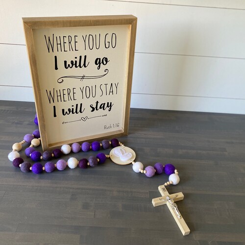 Saint Margaret Catholic Wall Rosary - Felt Ball Rosary - Catholic Gift - First Communion - orders Baptism - Wedding Gift