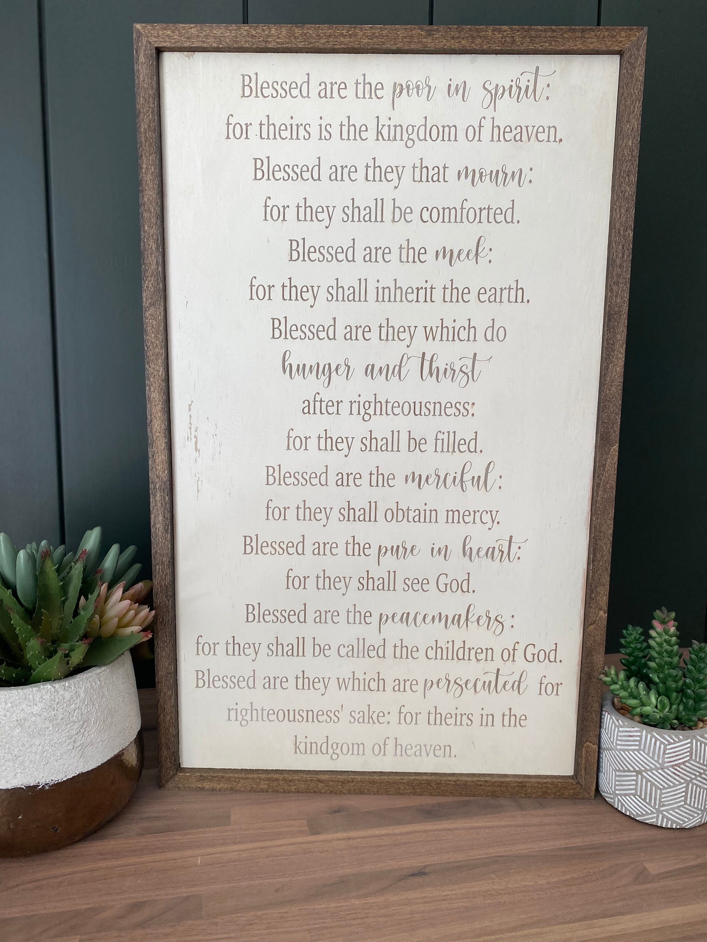Beatitudes Wooden Sign - Catholic Home Decor, Laser Engraved - Etsy