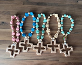 Silicone Baby Decade Rosary – Sensory Toy, Baptism Gift