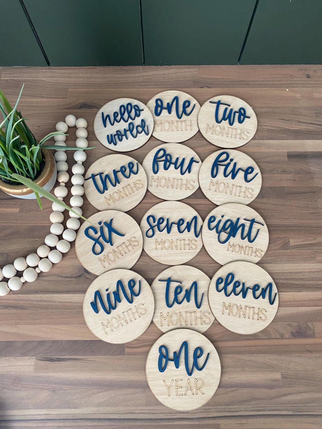 Baby Monthly Milestone Markers | Wood Baby Photo Props | Newborn ...