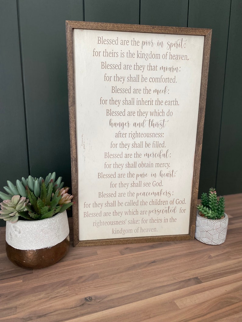 Beatitudes Wooden Sign - Catholic Home Decor, Laser Engraved - Etsy