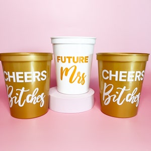 Bachelorette Party Cups 16 oz, Future Mrs Cup, Cheers Cup, Bachelorette Reusable Cup, Bachelorette Party Favors