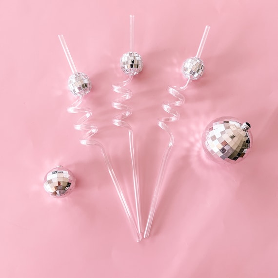 Disco Straw Bachelorette Decor Party Favor Ideas Disco Ball 