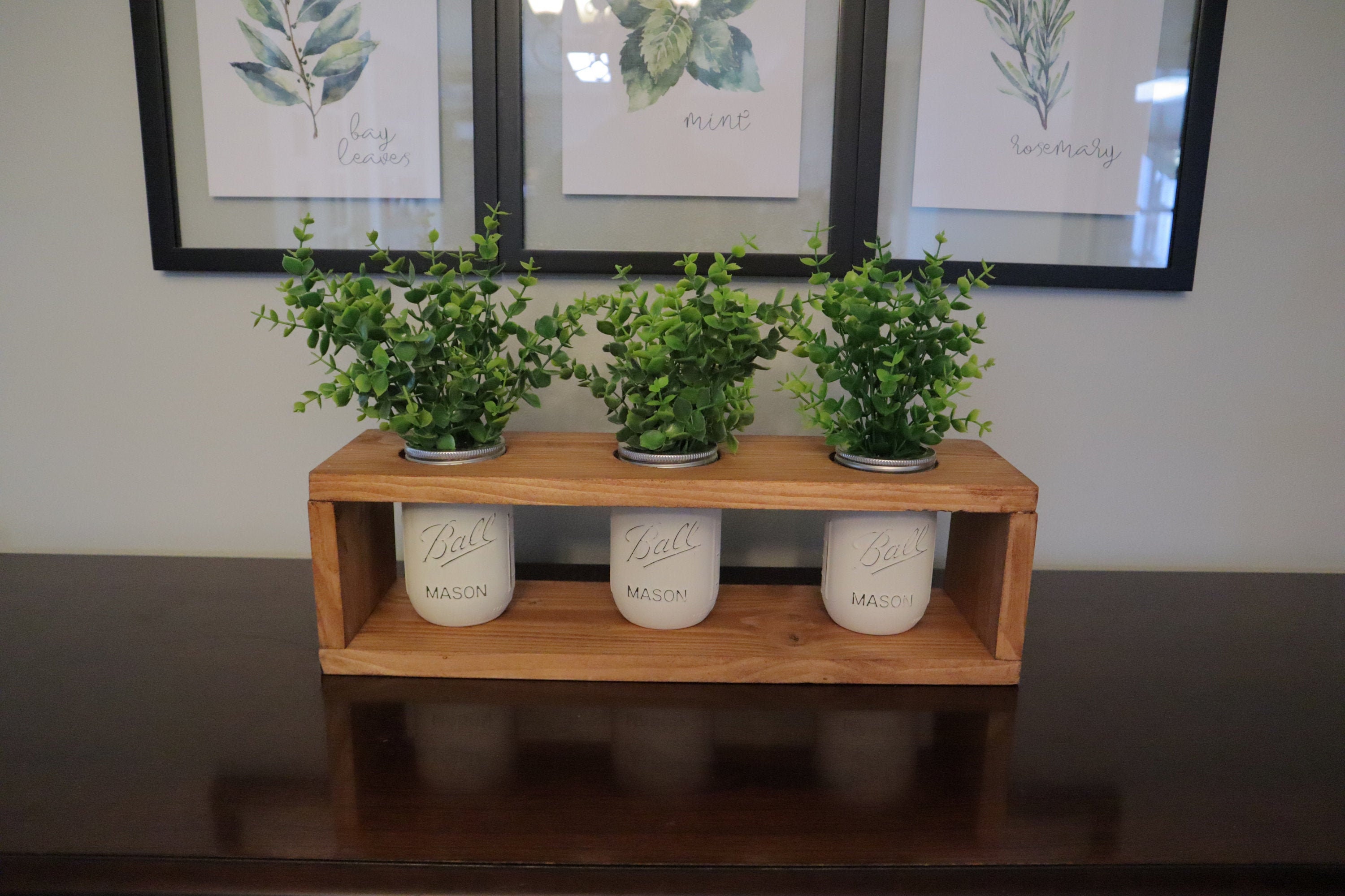 Rustikales weißes Einmachglas aus Holz Tischdekoration | Etsy