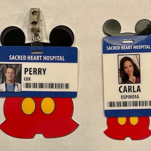 Mouse ears & shorts for Plastic Badge Buddy and IDs - Horizontal ID or Vertical ID