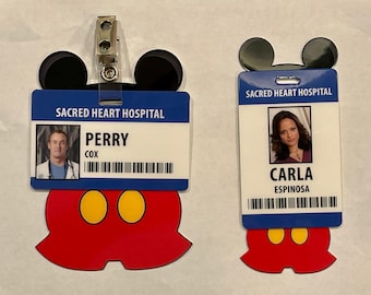 Mouse ears & shorts for Plastic Badge Buddy and IDs - Horizontal ID or Vertical ID