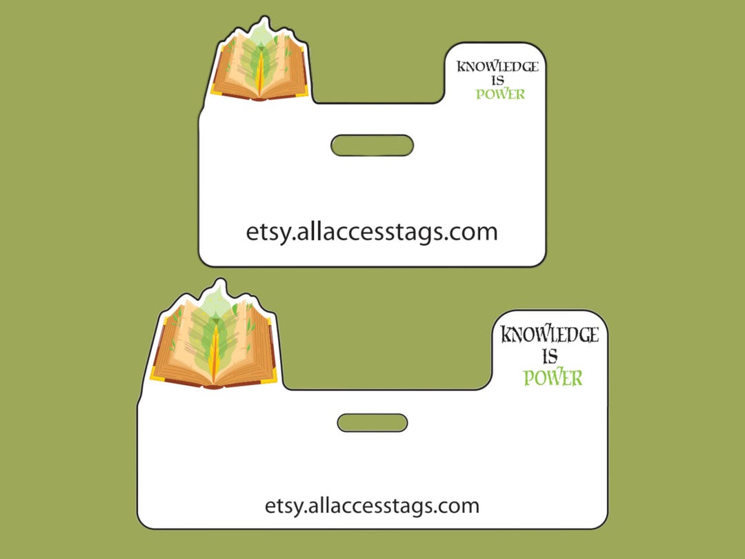 Knowledge Topper Knowledge is Power Badge Topper: Teacher and Librarian Flair - Etsy